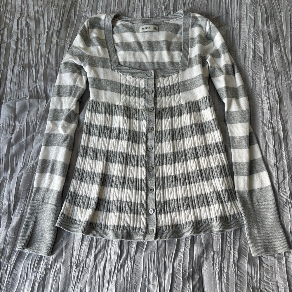 Hollister striped cable-knit babydoll sweater